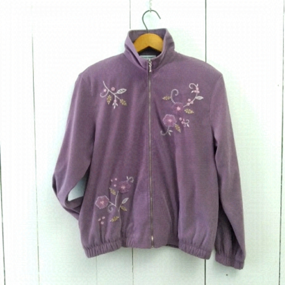 𝅺alfred donner petite needlecord bomber floral jacket